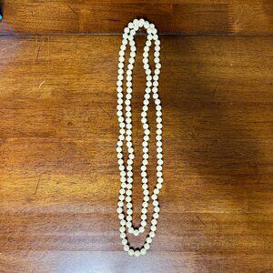 Continuous Strand Knotted Faux Pearls 48"